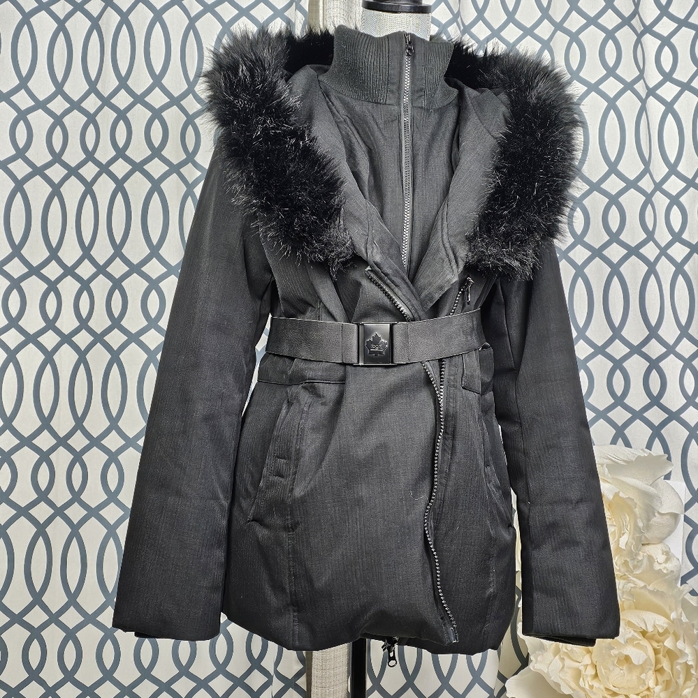 Black ski puffer winter jacket